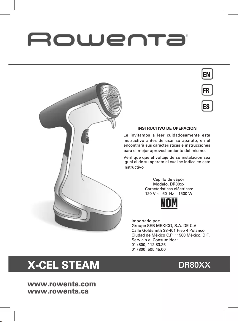 Page n°1 - Manuel utilisateur Rowenta X-Cel Steam DR8091