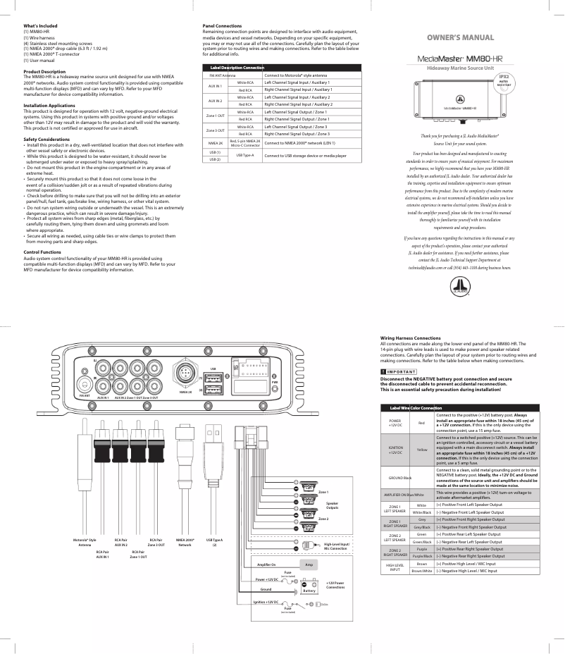 Página 1 del manual Manual de usuario JL Audio MediaMaster MM80-HR