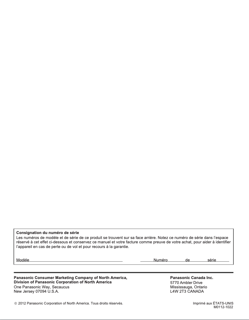 Page 1 de la notice Manuel utilisateur Panasonic Viera TC-P50X5