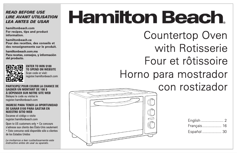 Page 1 de la notice Manuel utilisateur Hamilton Beach 31101D