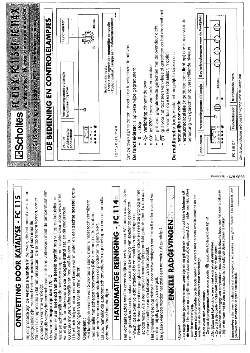 Page 1 de la notice Manuel utilisateur Scholtès FC 115 CF