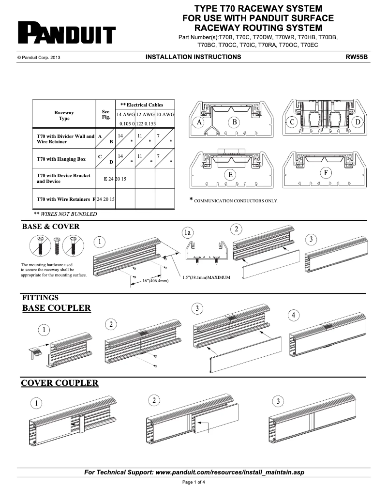Page 1 de la notice Manuel utilisateur Panduit T70BCWH-X