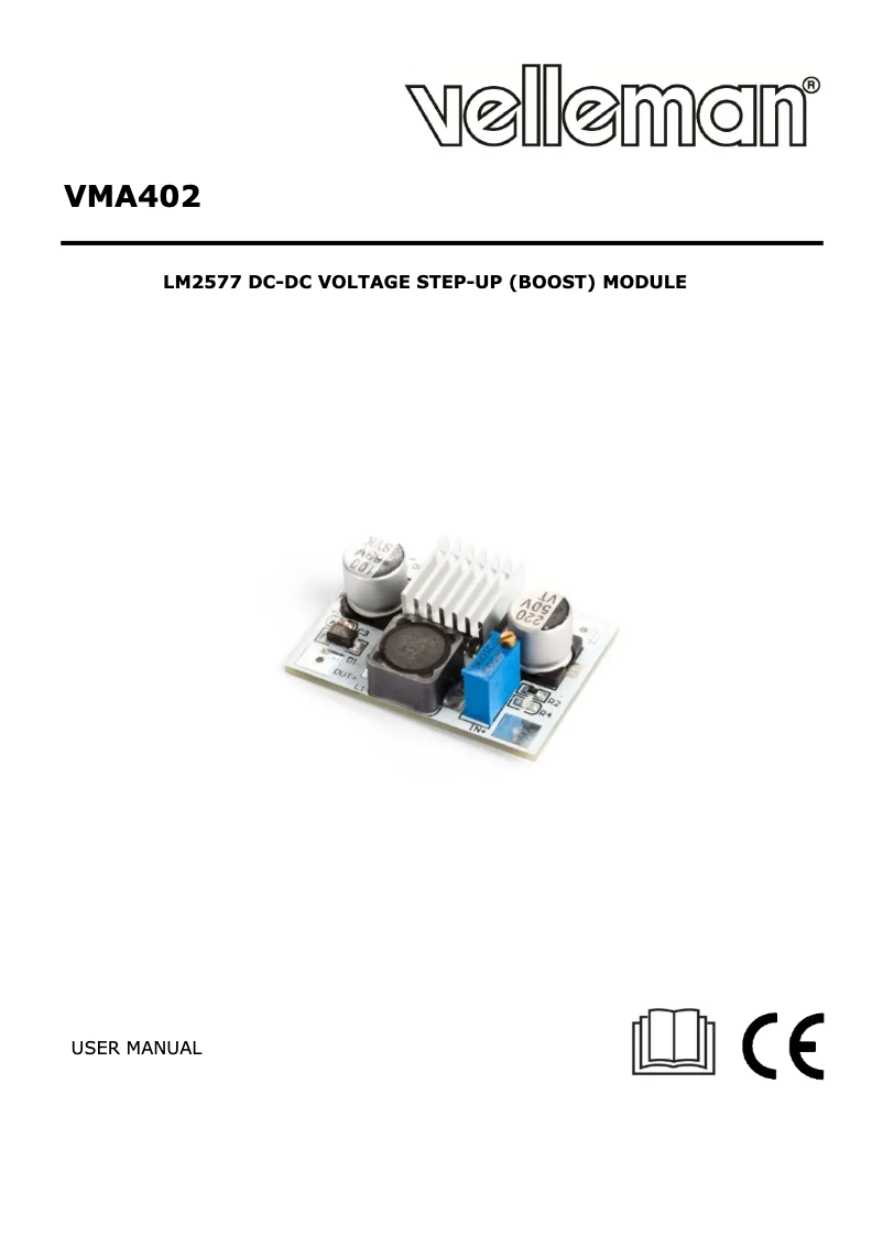 Page 1 de la notice Manuel utilisateur Velleman VMA402