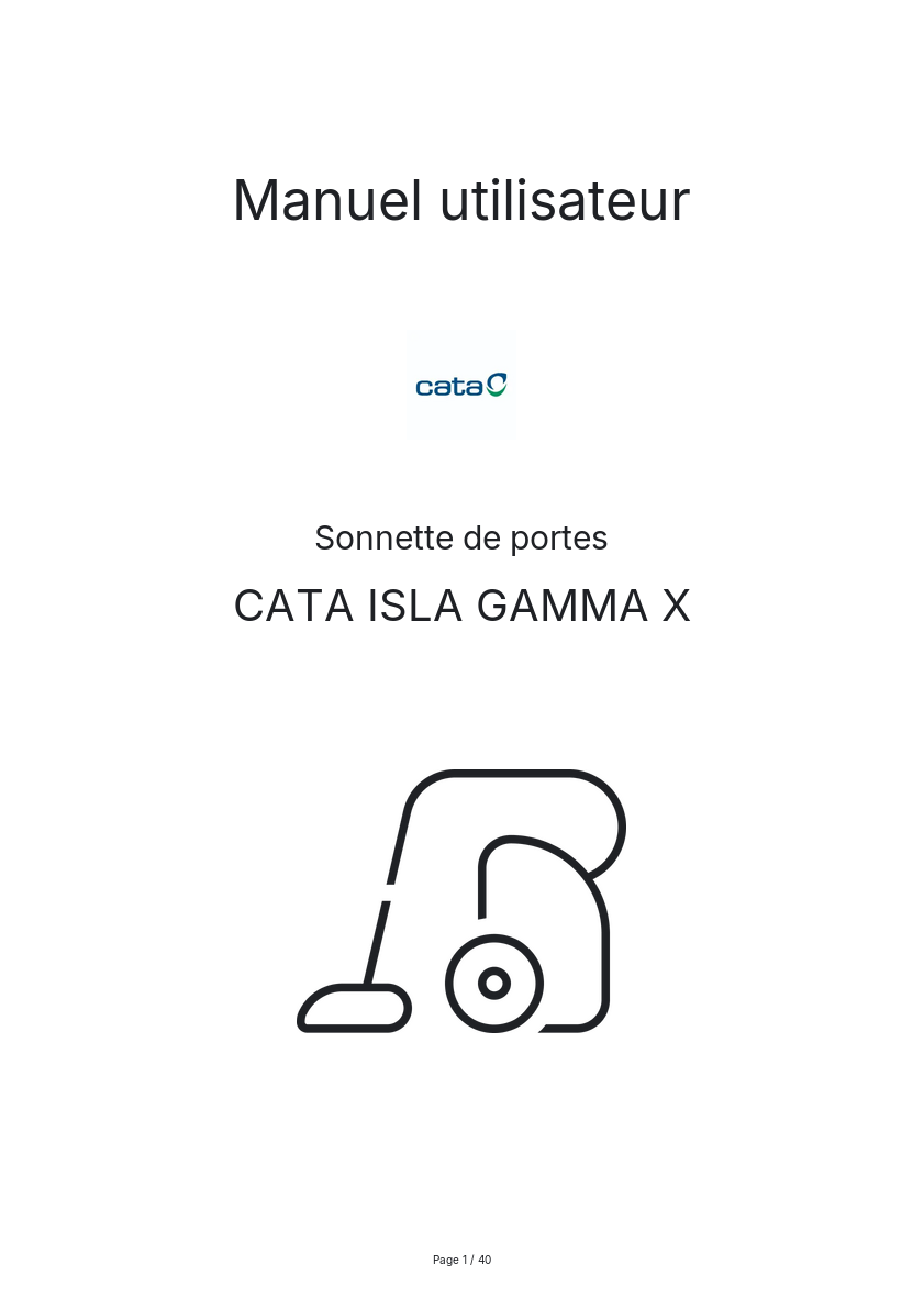 Page n°1 - Manuel utilisateur CATA ISLA GAMMA X