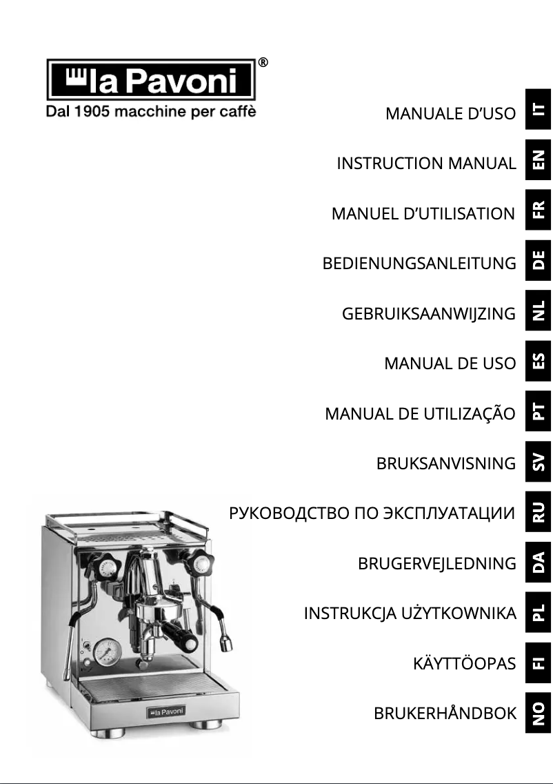 Page n°1 - Manuel utilisateur la Pavoni Cellini Evolution