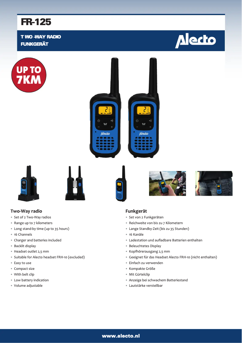 Page 1 de la notice Manuel utilisateur Alecto FR-125