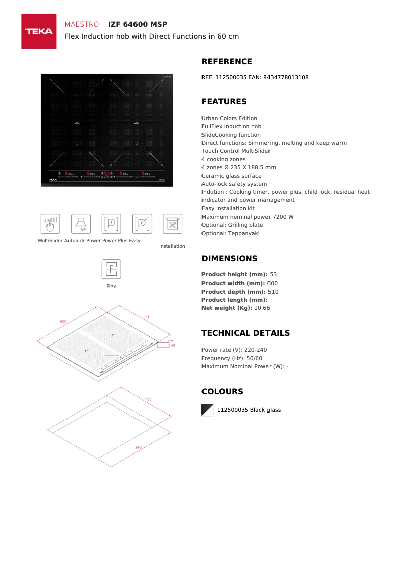 Page 1 de la notice Manuel utilisateur Teka IZF 64600 MSP