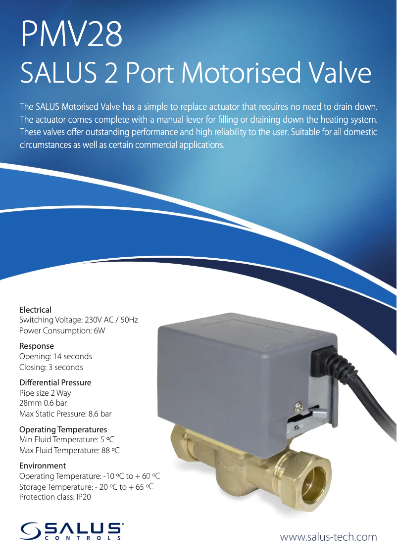 Page 1 de la notice Fiche technique Salus PMV28