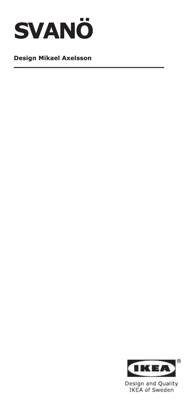 Image de la première page du manuel de l'appareil SVANÖ