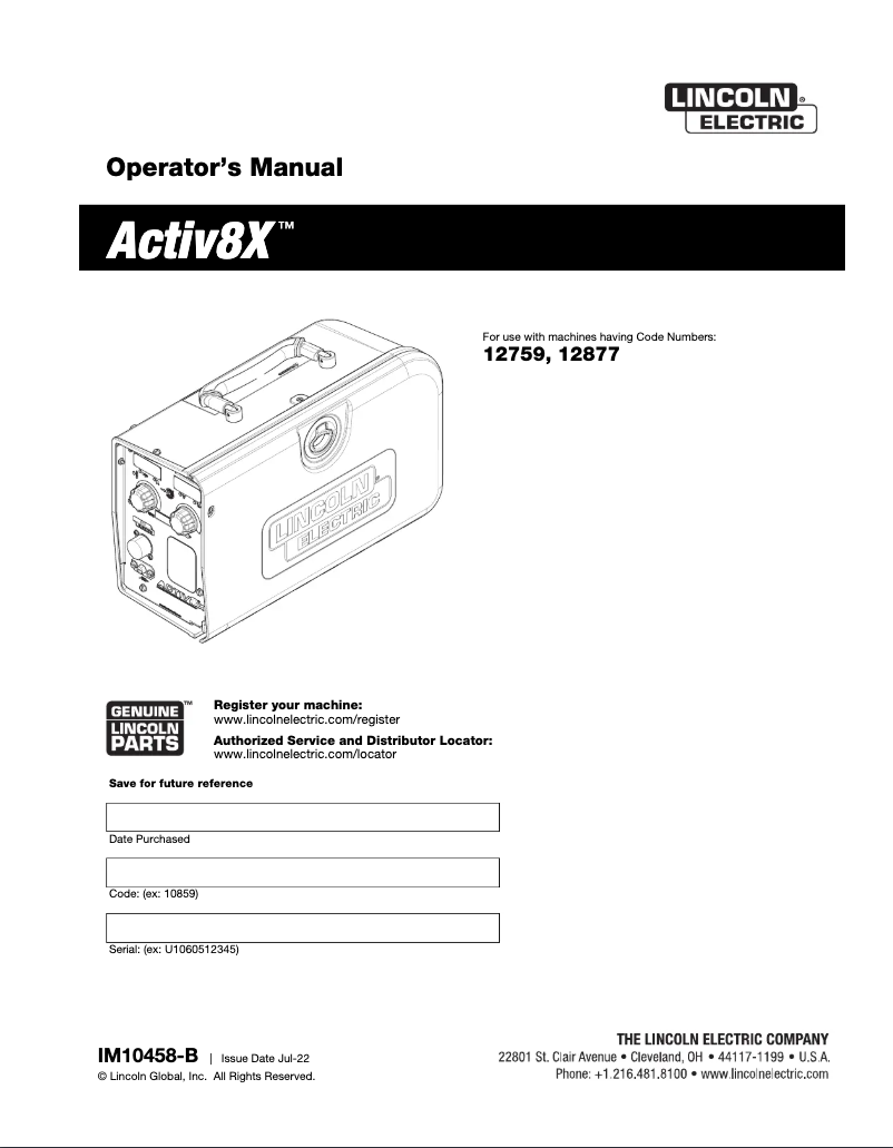 Image de la première page du manuel de l'appareil Activ8X