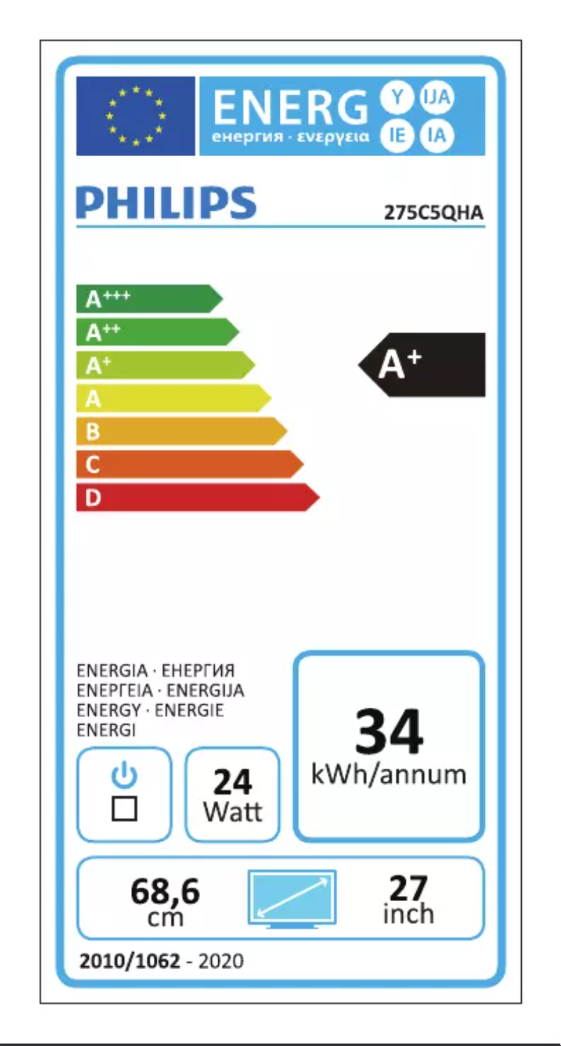 Página 1 del manual Etiqueta energética Philips Brilliance 275C5QHAW