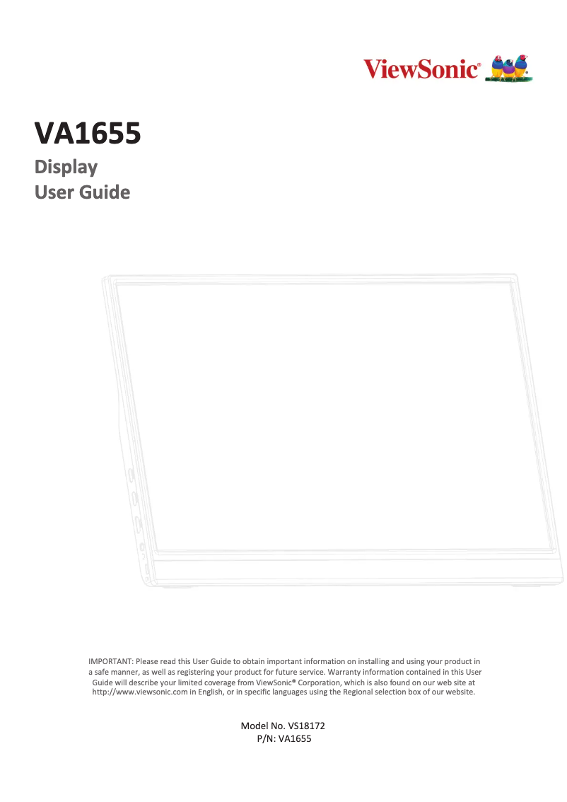 Page n°1 - Manuel utilisateur Viewsonic VA1655