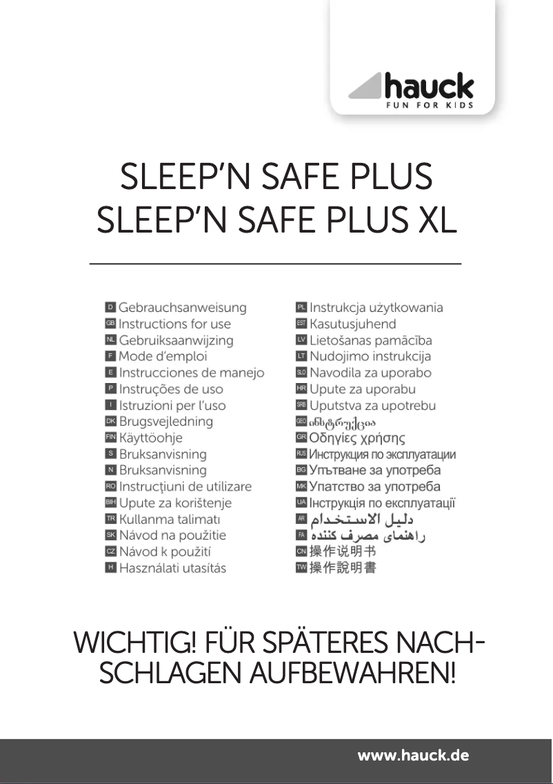 Page n°1 - Manuel utilisateur Hauck Sleep N Safe Plus XL