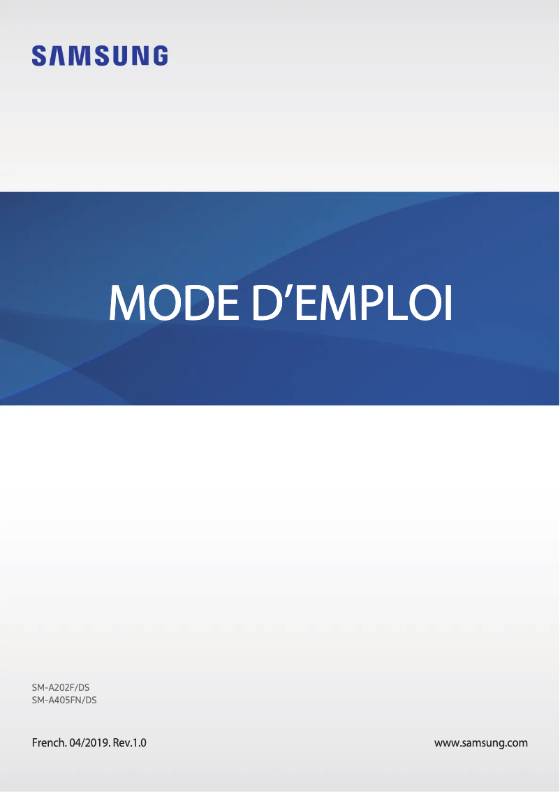 Image de la première page du manuel de l'appareil Galaxy A20e