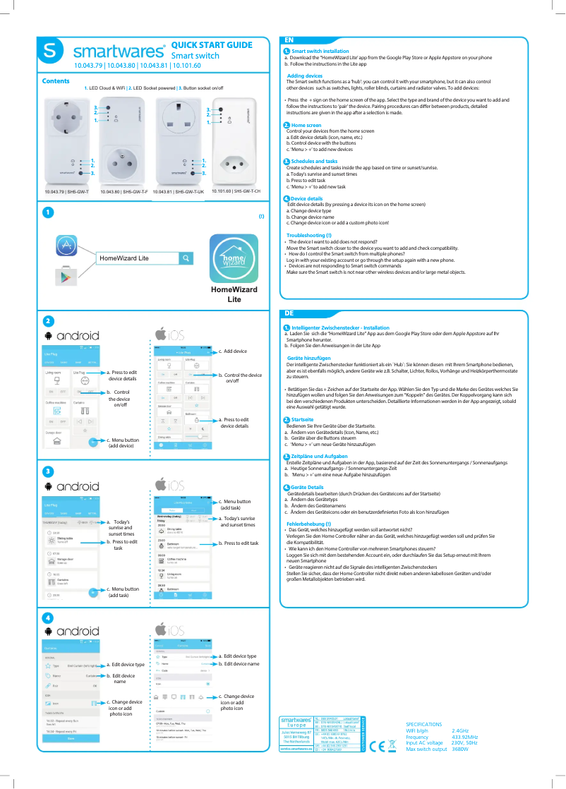 Page 1 de la notice Manuel utilisateur Smartwares SH5-GW-T-F