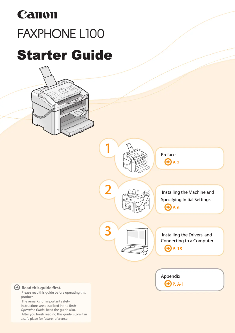 Página 1 del manual Guía de inicio rápido Canon Faxphone L100