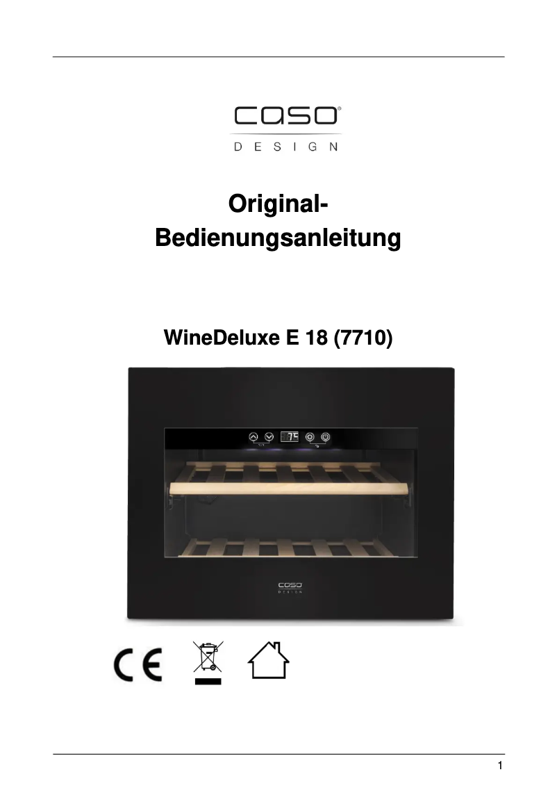 Page 1 de la notice Manuel utilisateur Caso WineDeluxe E18