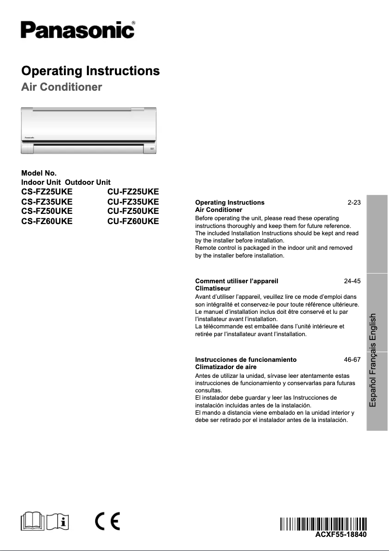 Image de la première page du manuel de l'appareil CU-FZ60UKE