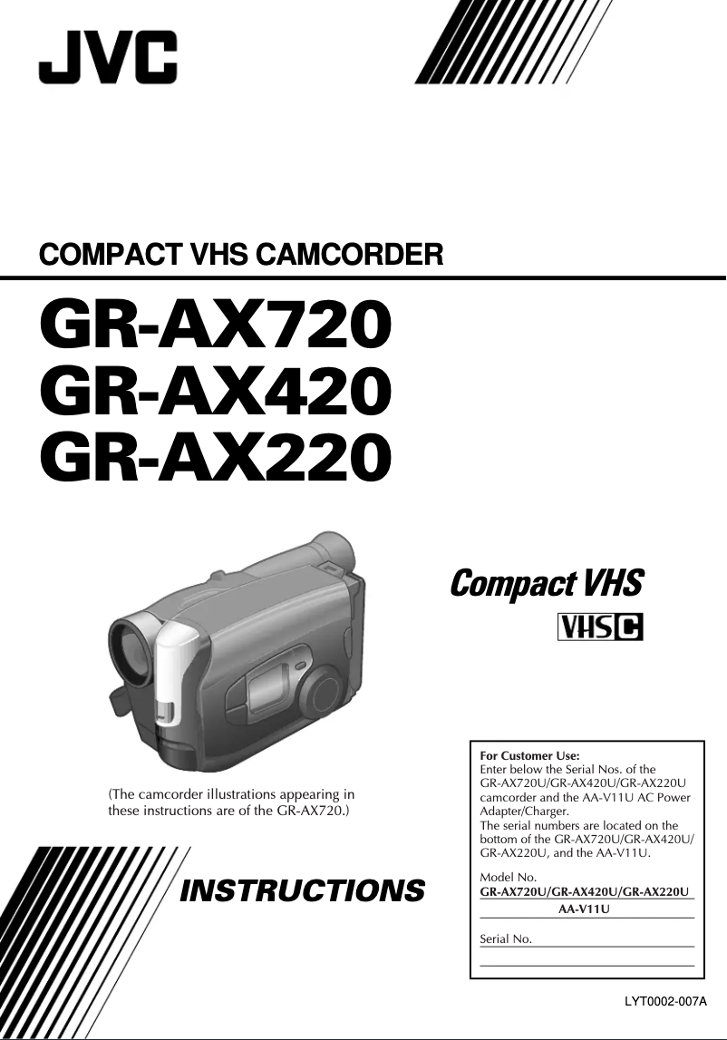 Page 1 de la notice Manuel utilisateur JVC GR-AX720