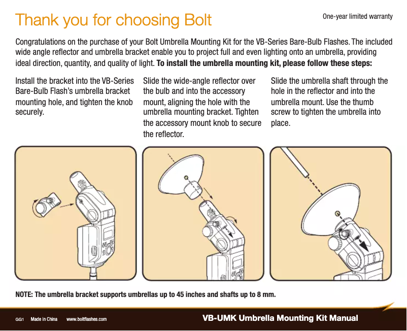 Page n°1 - Manuel utilisateur Bolt VB-UMK