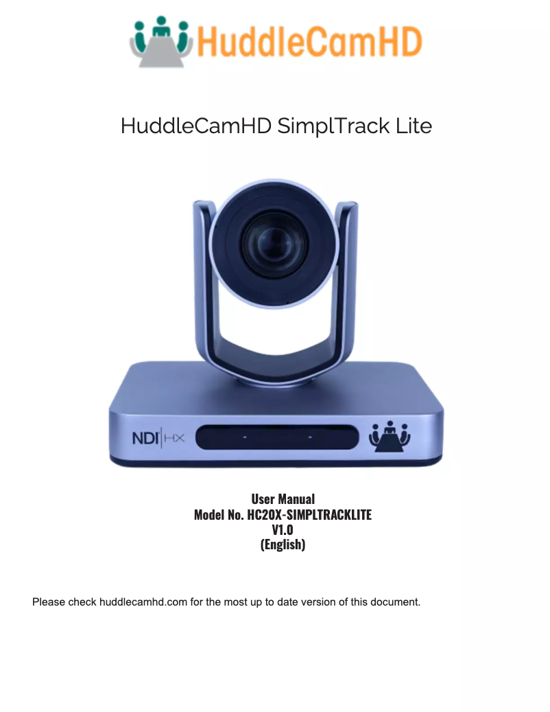 Page 1 de la notice Manuel utilisateur HuddleCamHD SimplTrack Lite
