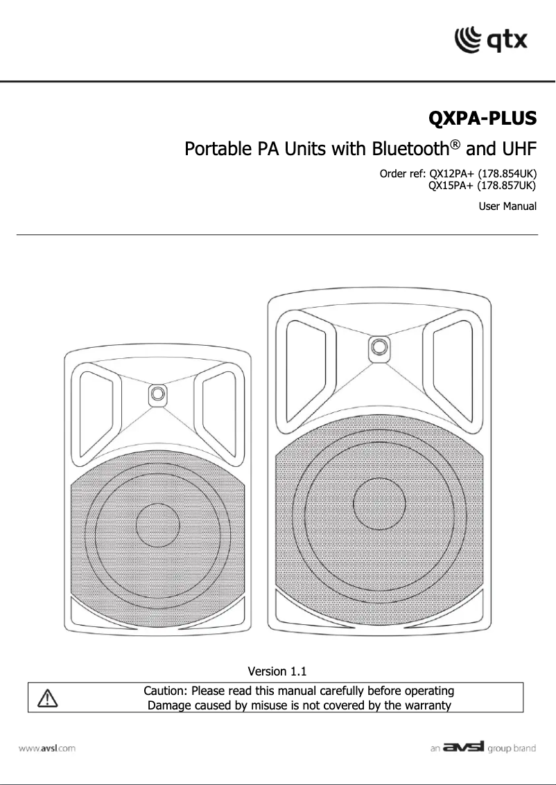 Page 1 de la notice Manuel utilisateur Qtx QX15PA+
