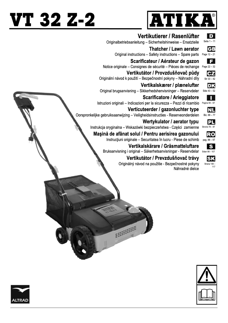 Page n°1 - Manuel utilisateur ATIKA VT 32 Z-2