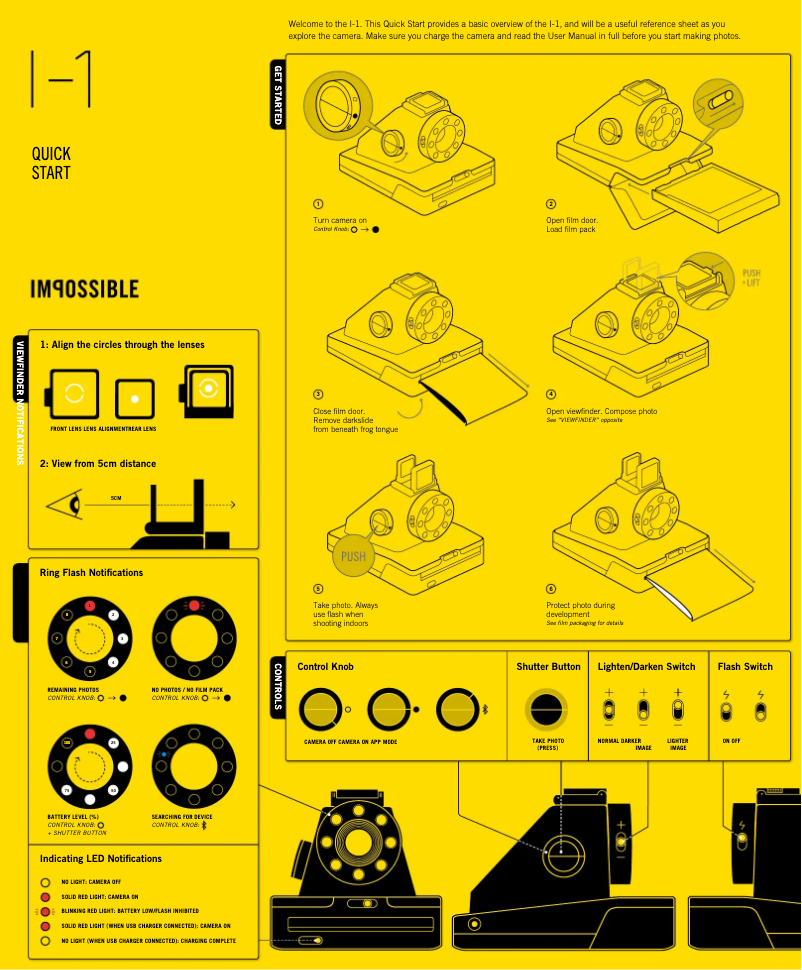 Page 1 de la notice Guide de démarrage rapide Polaroid Impossible I-1
