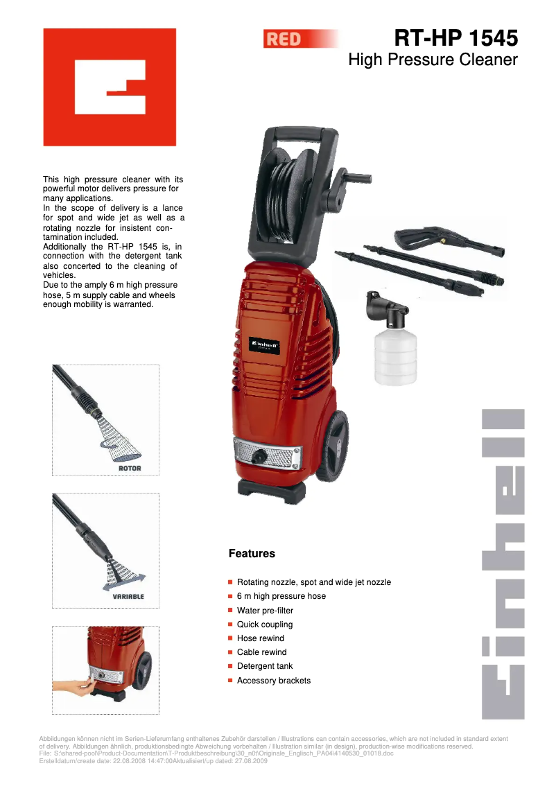 Page n°1 - Manuel utilisateur Einhell RT-HP 1545