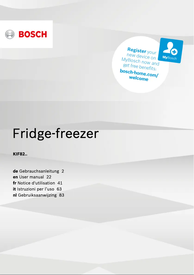 Page 1 de la notice Manuel utilisateur Bosch KIF82SD40