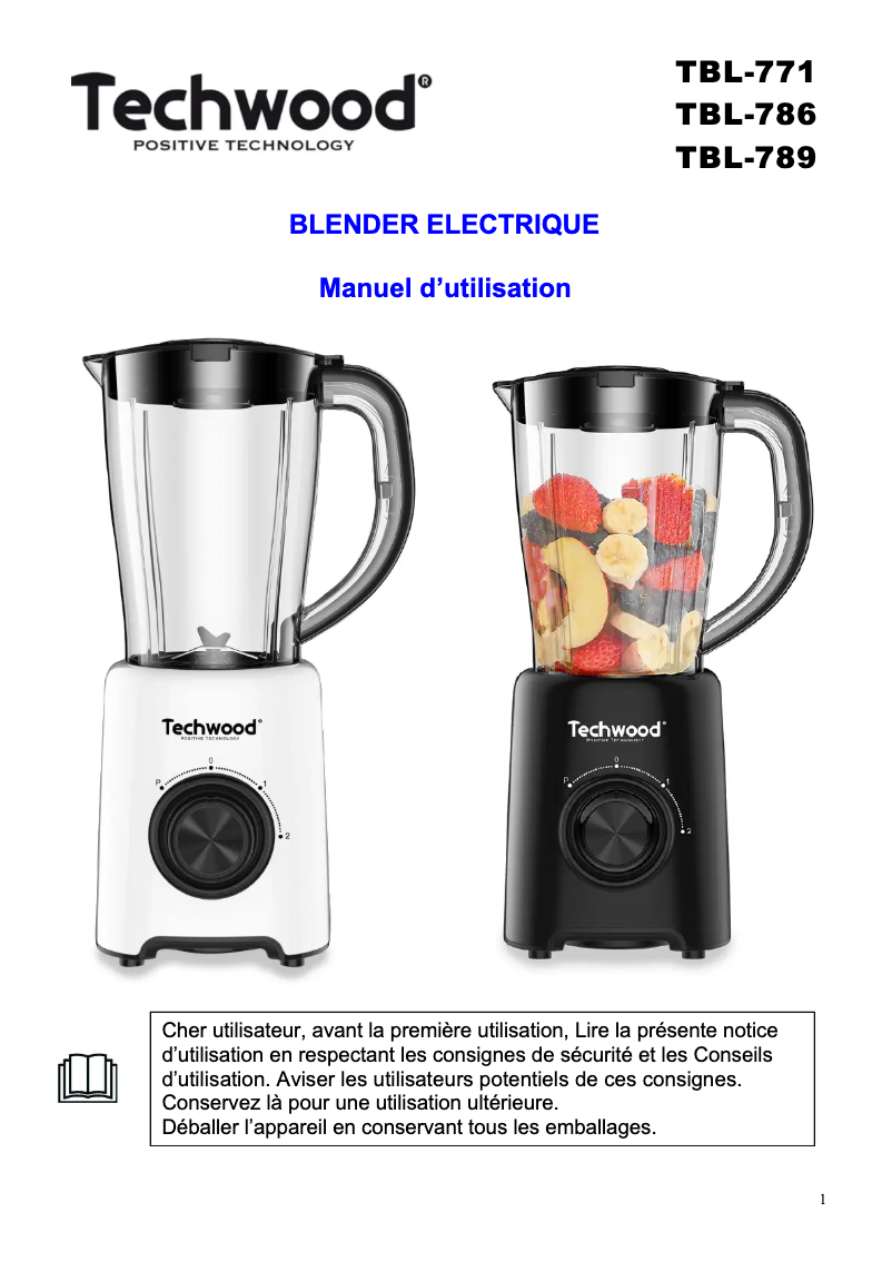 Page n°1 - Manuel utilisateur Techwood TBL-201