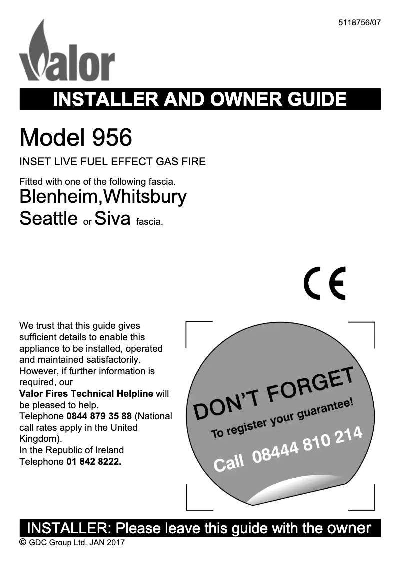 Page 1 de la notice Fiche technique Dimplex Siva Gas