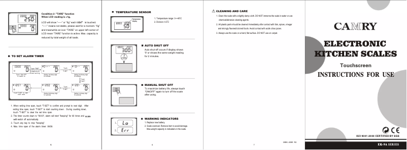 Page 1 de la notice Manuel utilisateur Camry EK9350K