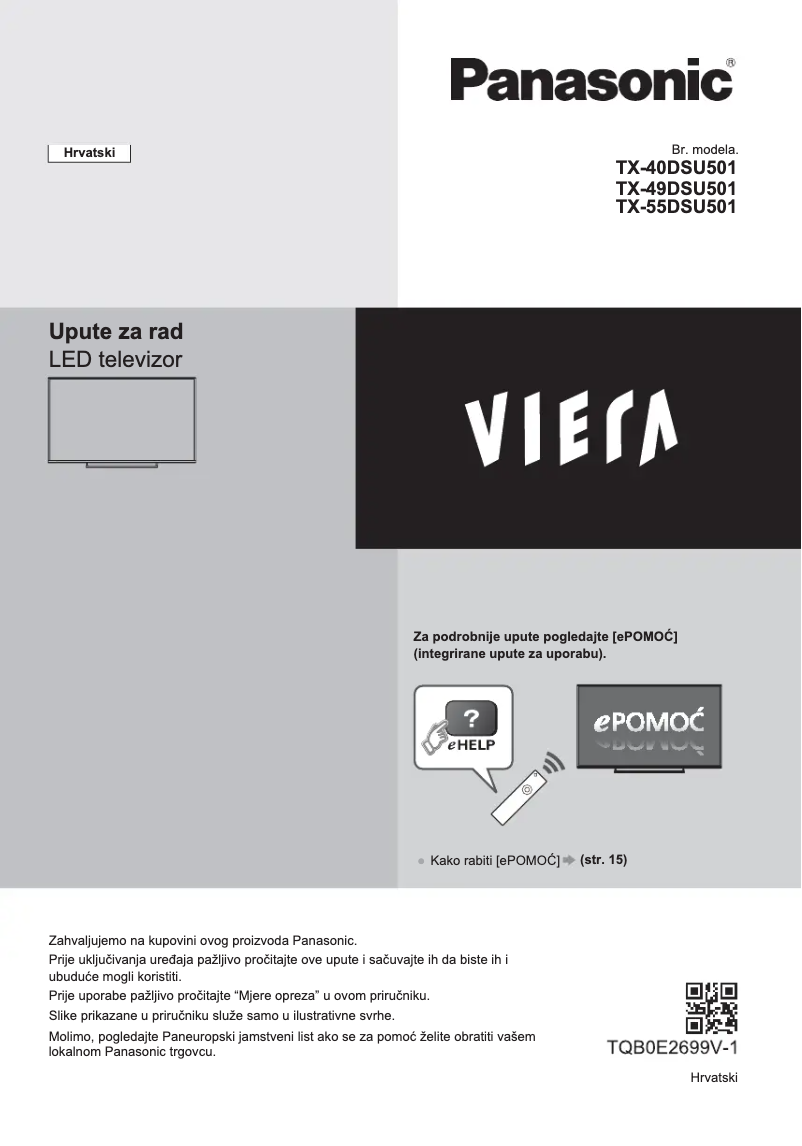 Page 1 de la notice Manuel utilisateur Panasonic Viera TX-55DSU501