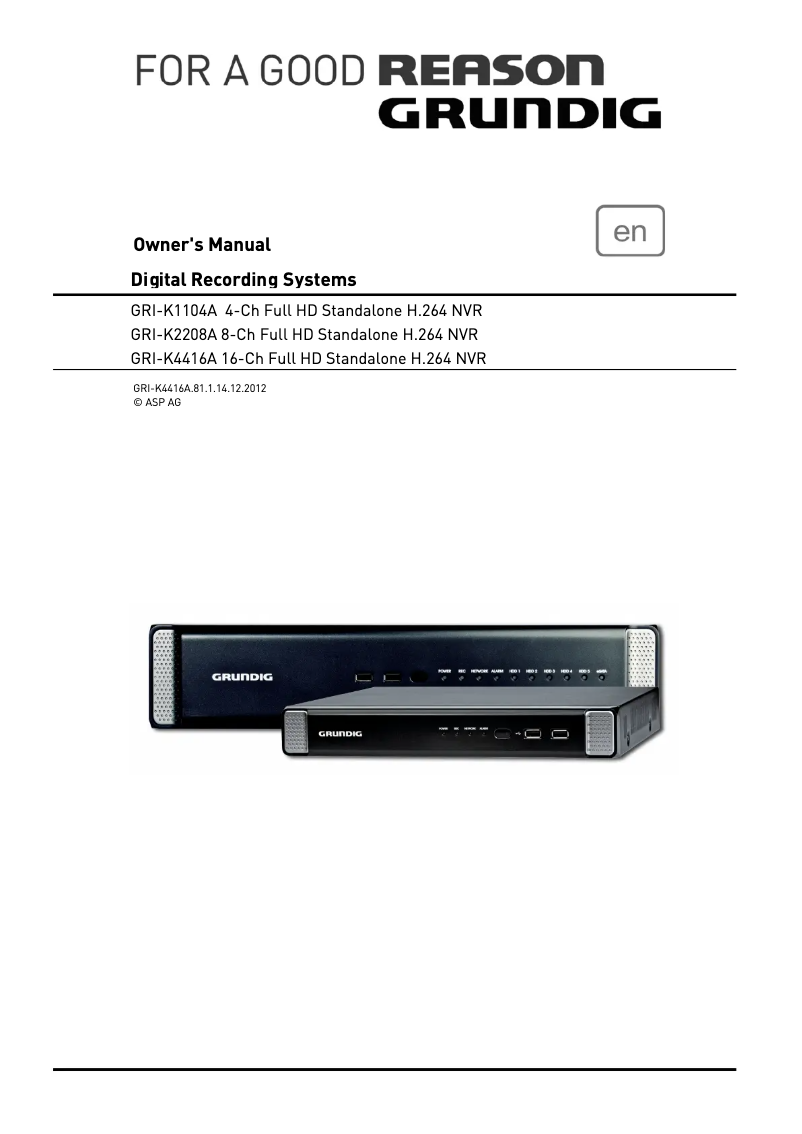 Page n°1 - Manuel utilisateur Grundig GRI-K2208A