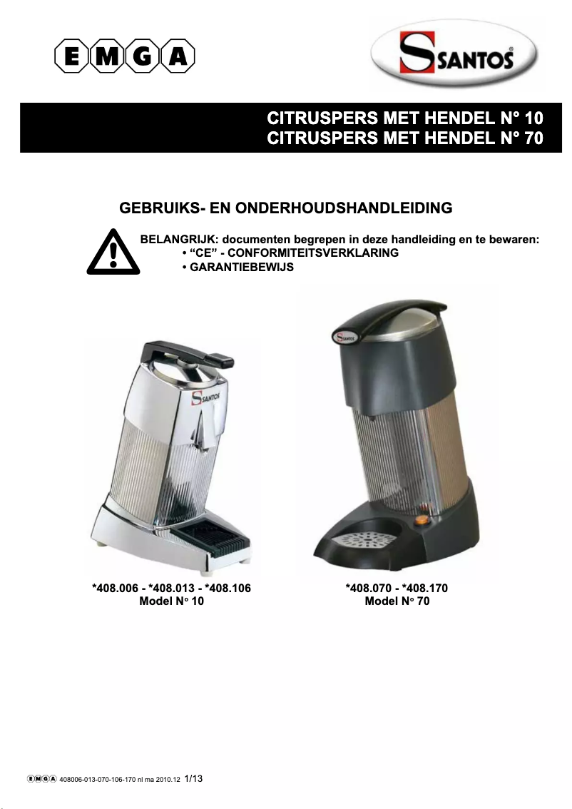 Página 1 del manual Manual de usuario Santos N° 70