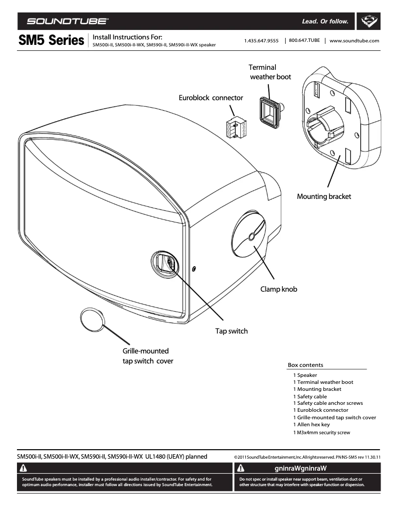 Page 1 de la notice Manuel utilisateur SoundTube SM590I-II-WX