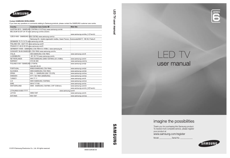 Page n°1 - Manuel utilisateur Samsung UE37C6800