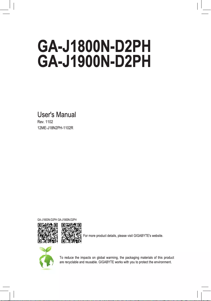 Page n°1 - Manuel utilisateur Gigabyte GA-J1900N-D2PH