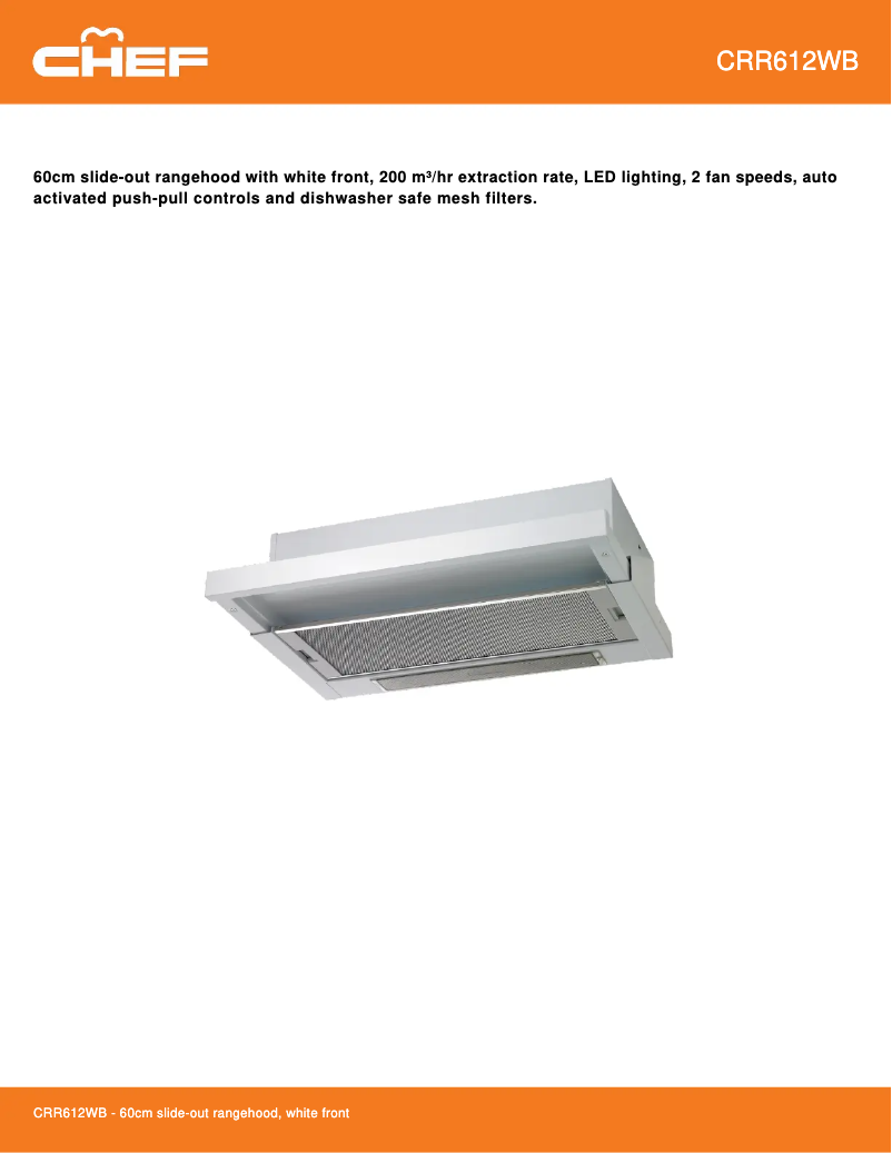 Page 1 de la notice Fiche technique Chef CRR612WB
