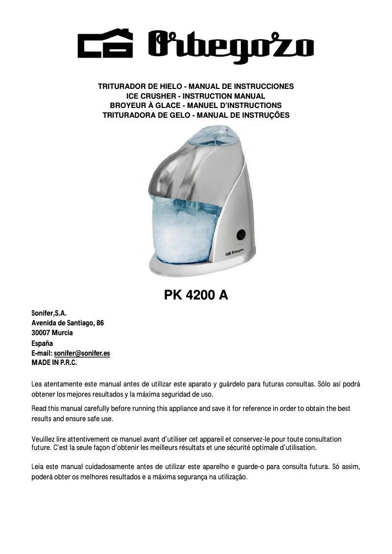 Image de la première page du manuel de l'appareil PK 4200 A