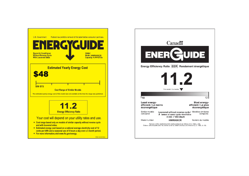 Page n°1 - Label énergétique Haier HWR06XCR