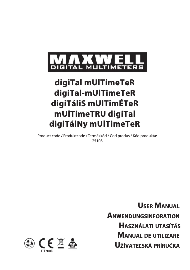 Page n°1 - Manuel utilisateur Maxwell MX-25108