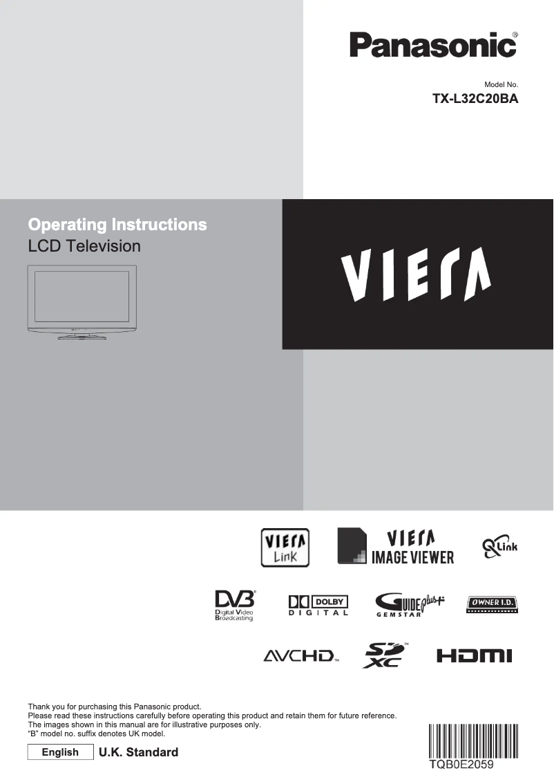 Imagen de la primera página del manual del dispositivo Viera TX-L32C20BA