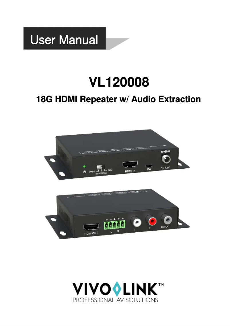 Page n°1 - Manuel utilisateur Vivolink VL120008