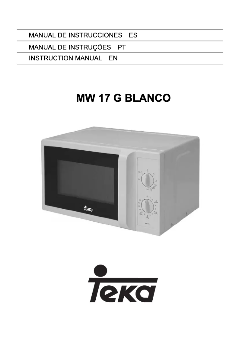 Page 1 de la notice Manuel utilisateur Teka MW 17 G