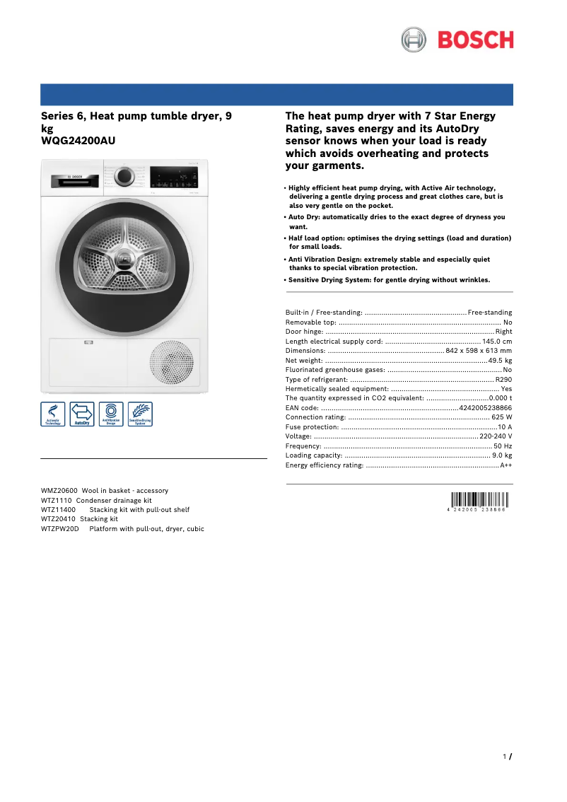 Image de la première page du manuel de l'appareil WQG24200AU