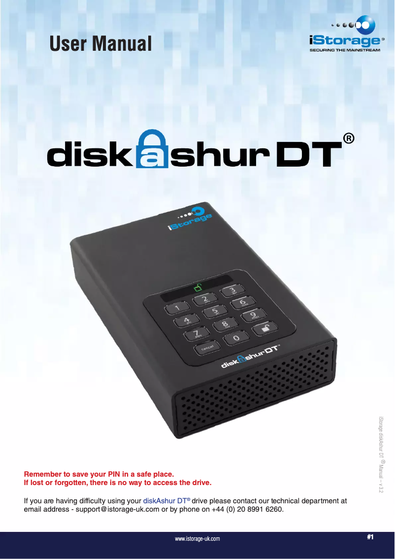 Image de la première page du manuel de l'appareil diskAshur DT USB 3.0 256-bit 4TB