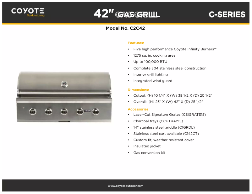 Page 1 de la notice Fiche technique Coyote C2C42LP