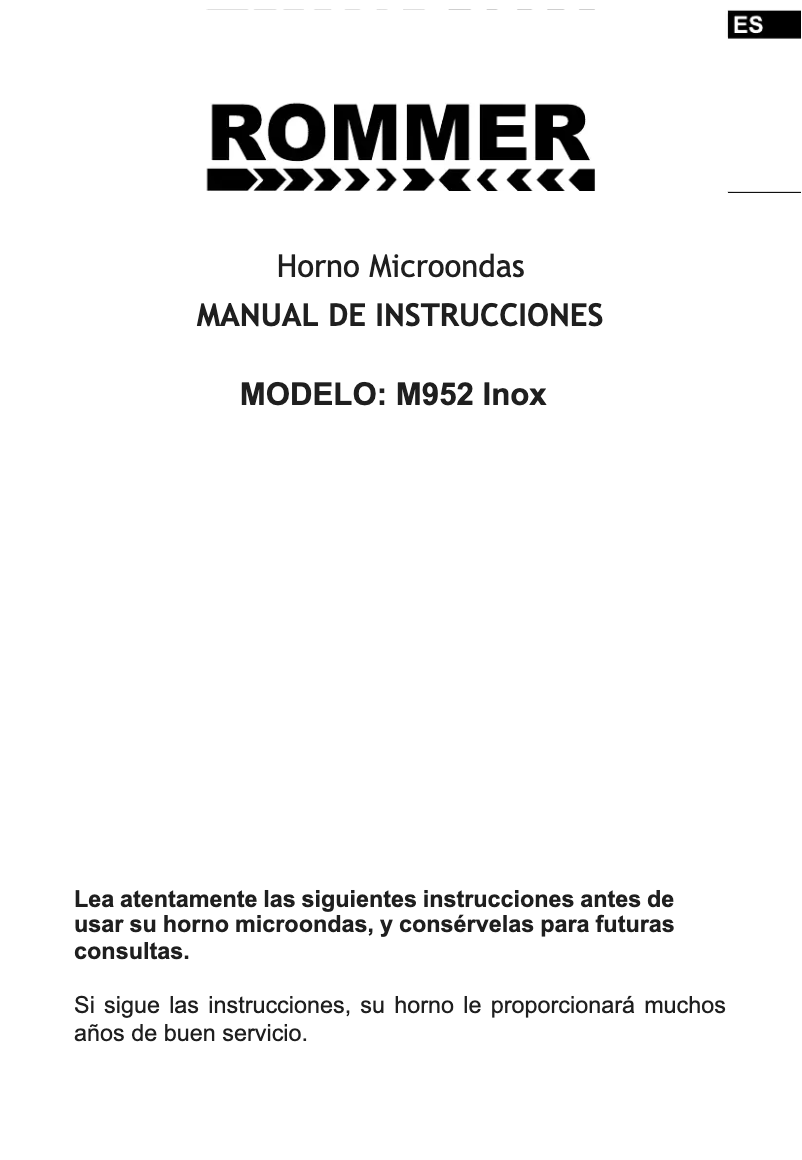 Page n°1 - Manuel utilisateur Rommer M952